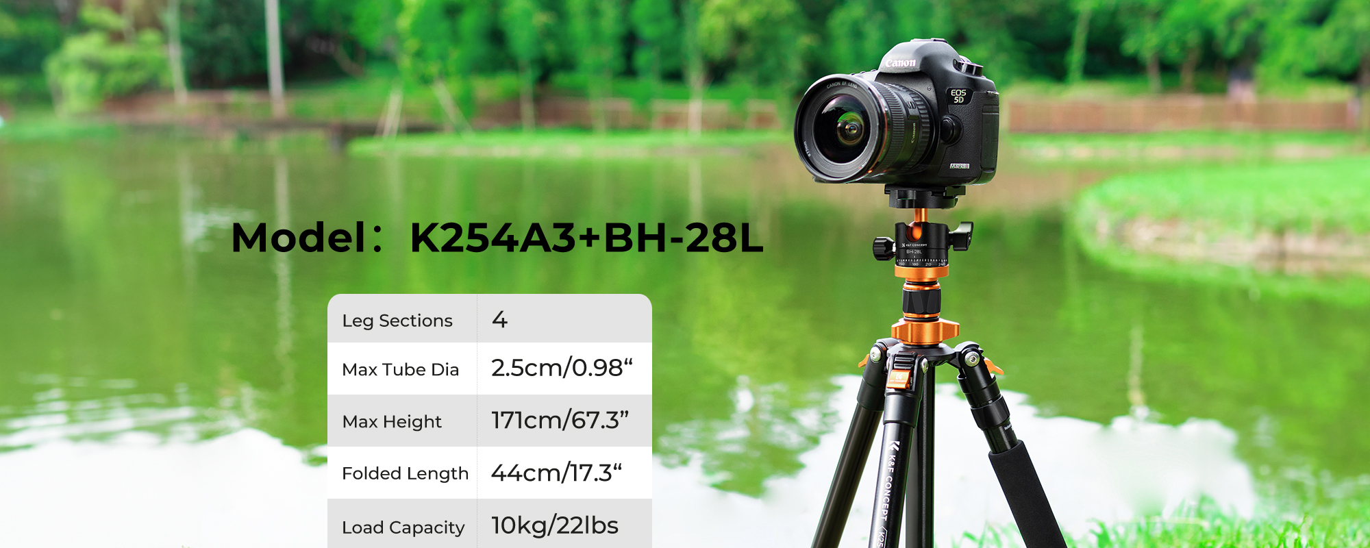 Statyw  K&F Concept K254A3 z głowicą kulową  BH-28L